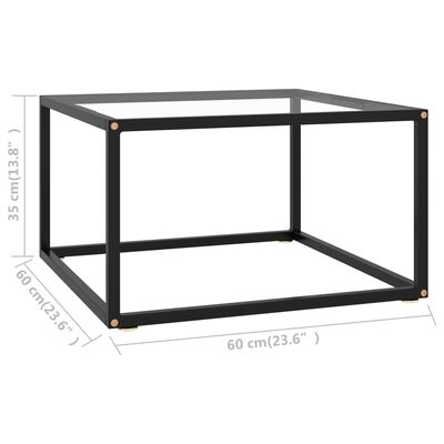 vidaXL Stolik kawowy, czarny, hartowane szkło, 60x60x35 cm