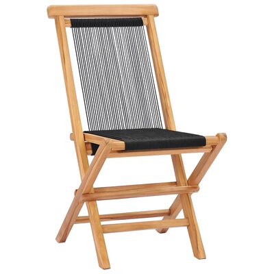 vidaXL Składane krzesła ogrodowe, 2 szt., lite drewno tekowe i sznurek