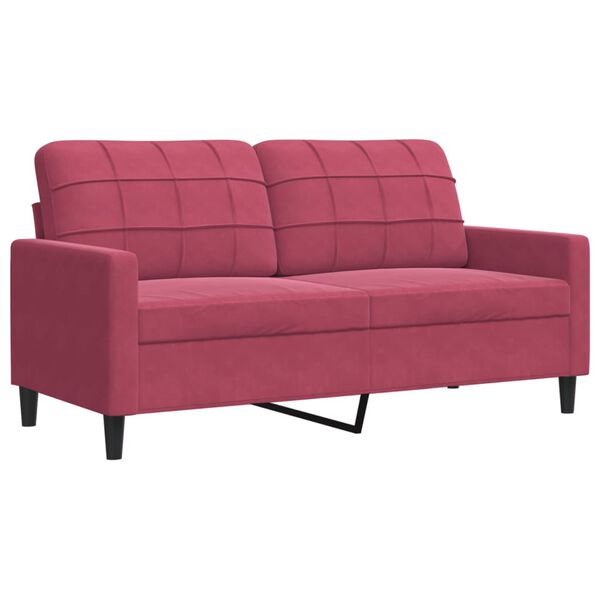 vidaXL Sofa 2-osobowa, winna czerwień, 140 cm, tapicerowana aksamitem