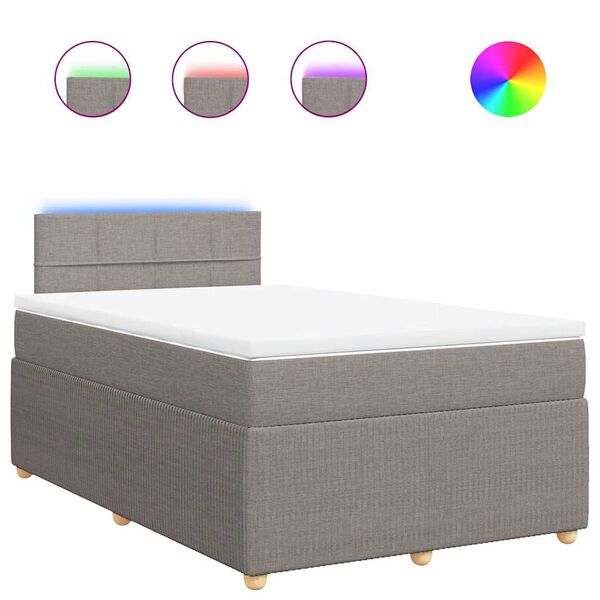 vidaXL Ł&oacute;żko kontynentalne z materacem, taupe, 120x190 cm, tkanina