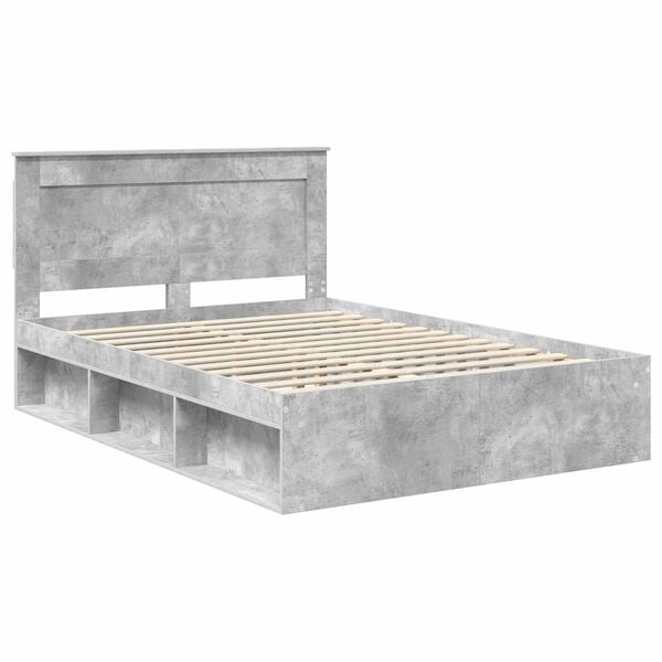 vidaXL Ramka ł&oacute;żka Betonowy 140 x 190 cm Lite drewno sosnowe