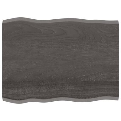vidaXL Blat stołu, ciemnobrązowy 80x60x2 cm, dąb z naturalną krawędzią