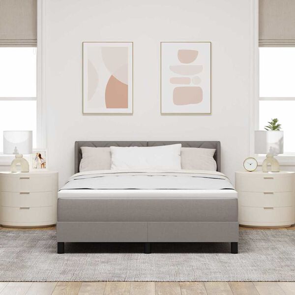 vidaXL Ł&oacute;żko sprężynowe z materacem Ciemnoszary 200 x 160 cm Poliester