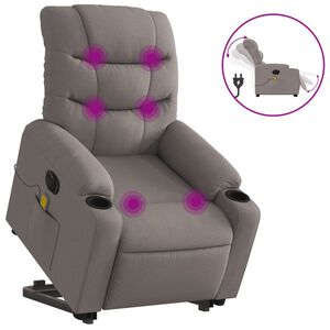 vidaXL Podnoszony fotel masujący, elektryczny, rozkładany, kolor taupe