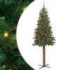 vidaXL Szczupła Choinka Zielony 180 cm PVC i lite drewno sosnowe