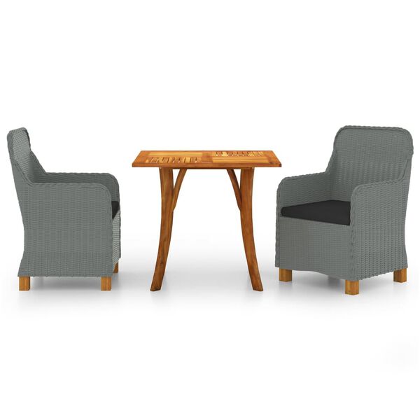 vidaXL 3-częściowy zestaw mebli ogrodowych, jasnoszary