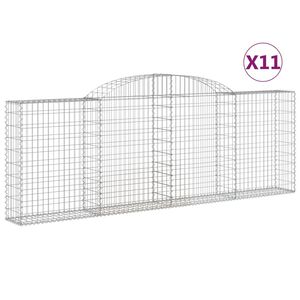 vidaXL Kosze gabionowe, 11 szt, 300x30x100/120cm, galwanizowane żelazo