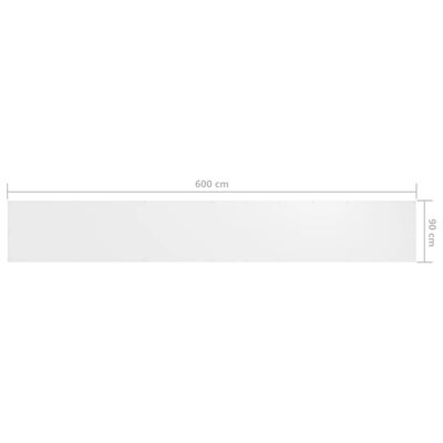 vidaXL Parawan balkonowy, biały, 90x600 cm, tkanina Oxford