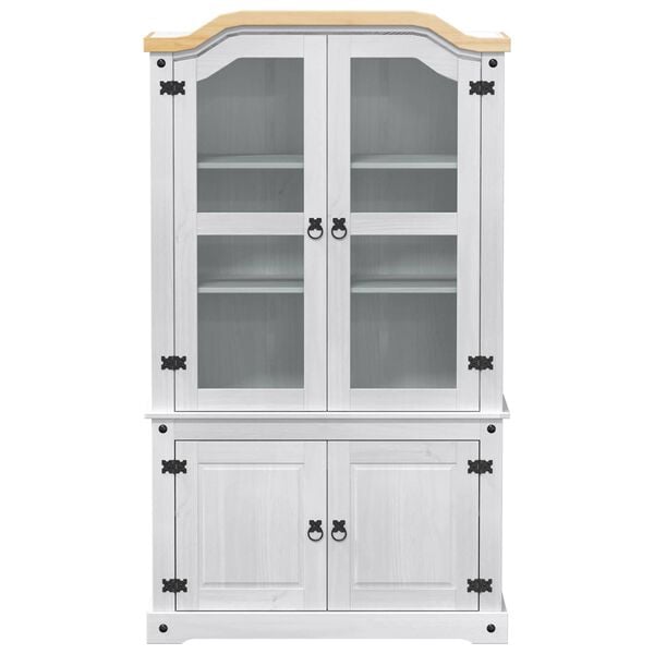 vidaXL Witryna Biały 103.5 x 42 x 180 cm Lite drewno sosnowe