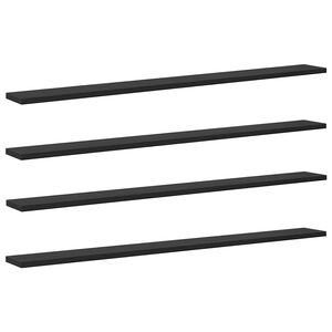 vidaXL P&oacute;łka na książki 3 poziom&oacute;w 4 szt. 100 x 10 x 1,5 cm Czarny