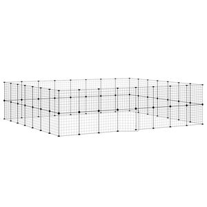 vidaXL Klatka dla zwierząt z bramką, 60 paneli, czarna, 35x35 cm, stal