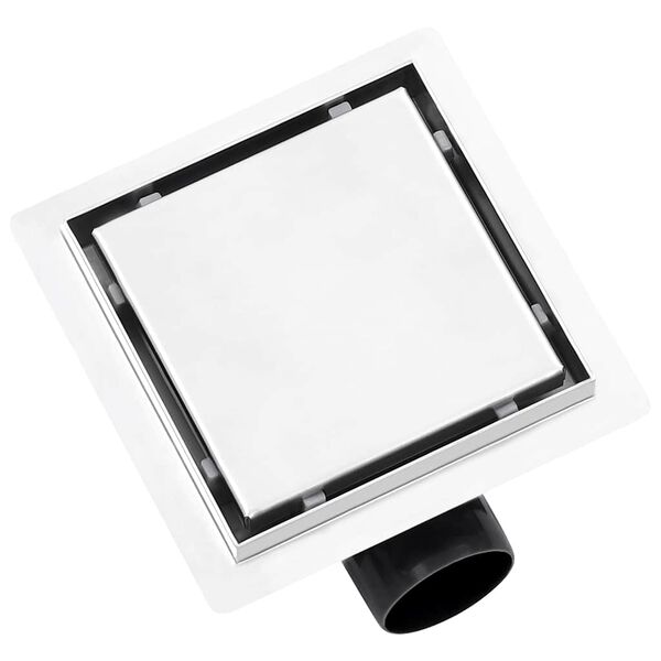 vidaXL Odpływ 2-w-1: gładki i na płytkę, 15x15 cm, stal nierdzewna