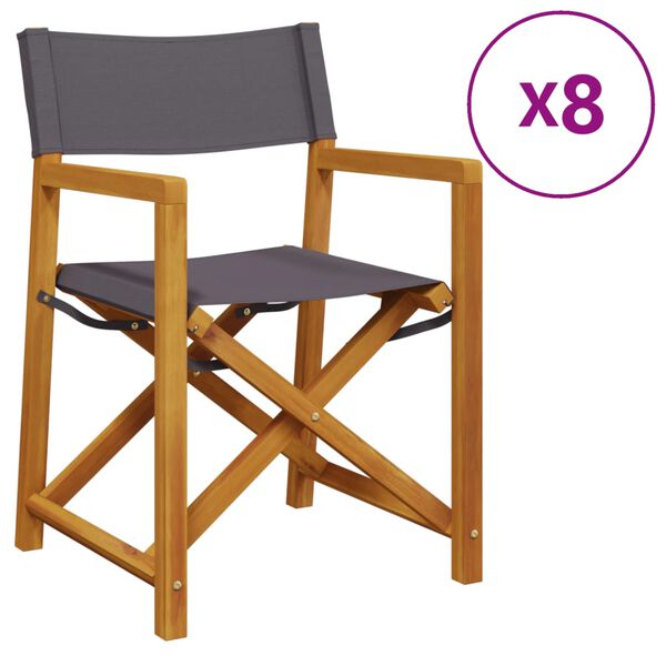vidaXL Składane krzesła ogrodowe, 8 szt., ciemnoszara tkanina