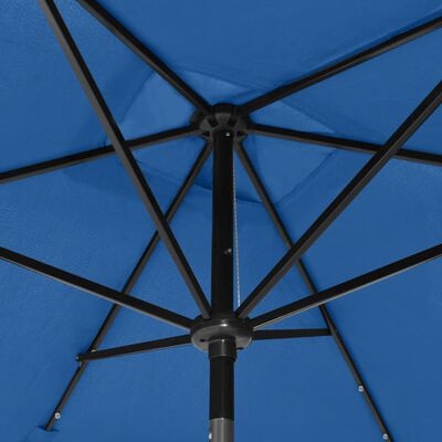 vidaXL Parasol z lampkami LED, na stalowym słupku, niebieski, 2x3 m