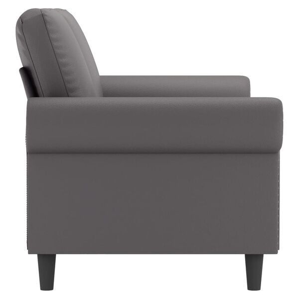 vidaXL 2-osobowa sofa, szary, 140 cm, sztuczna sk&oacute;ra