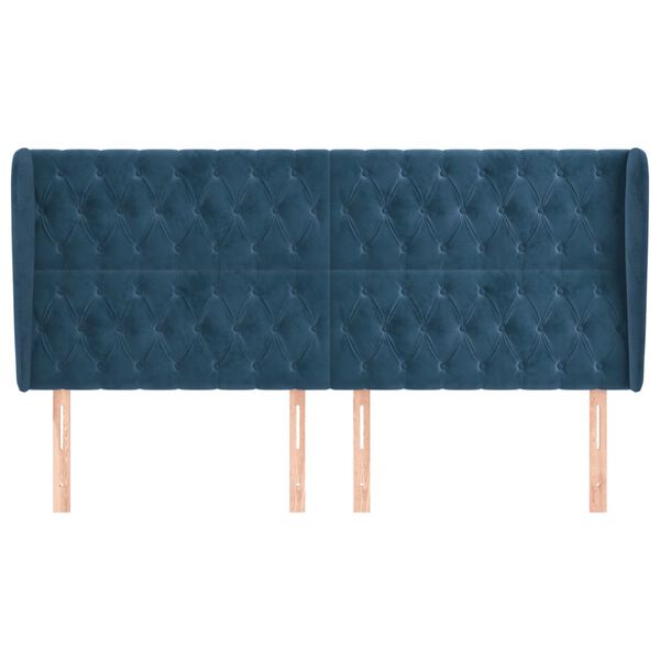 vidaXL Zagł&oacute;wek uszak, ciemnoniebieski, 183x23x118/128 cm, aksamit