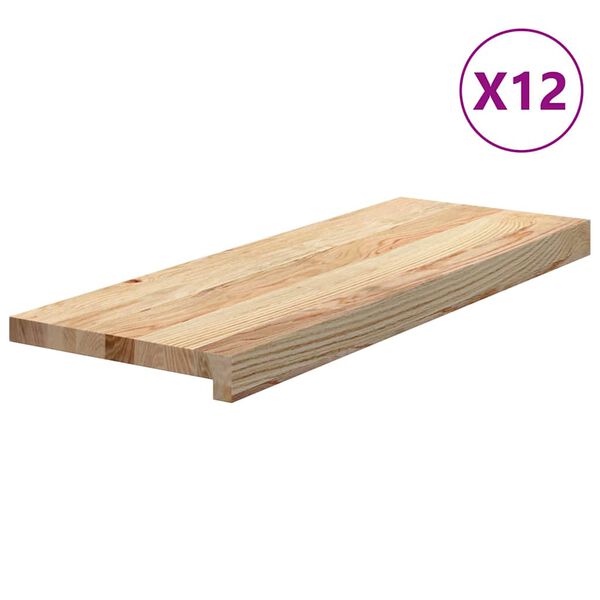 vidaXL Stopnie schodowe, 12 szt., surowe 70x25x2 cm lite drewno dębowe