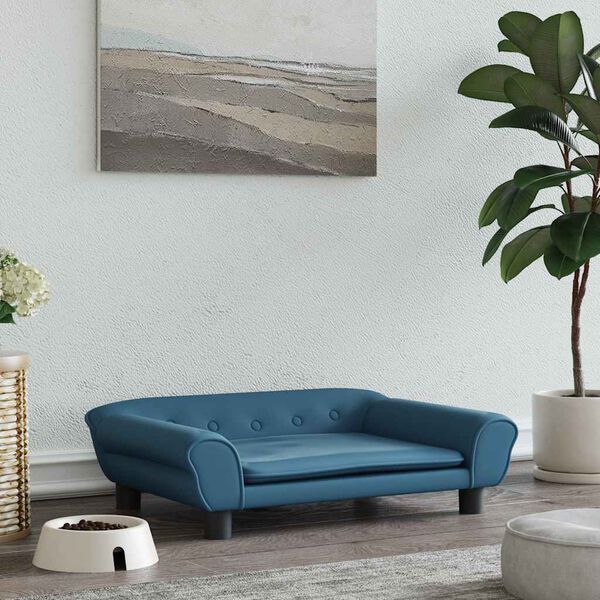 vidaXL Legowisko dla psa, niebieskie, 70x48x22 cm, aksamitne