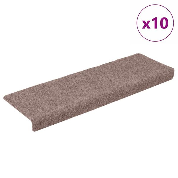vidaXL Maty na schody samoprzylepne 10 szt. 65x21x4 cm jasnobrązowe, prostokątne krawędzie