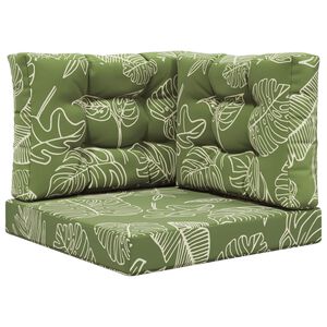 vidaXL Poduszka do sofy na zewnątrz 3 pcs Wz&oacute;r liścia Poliester