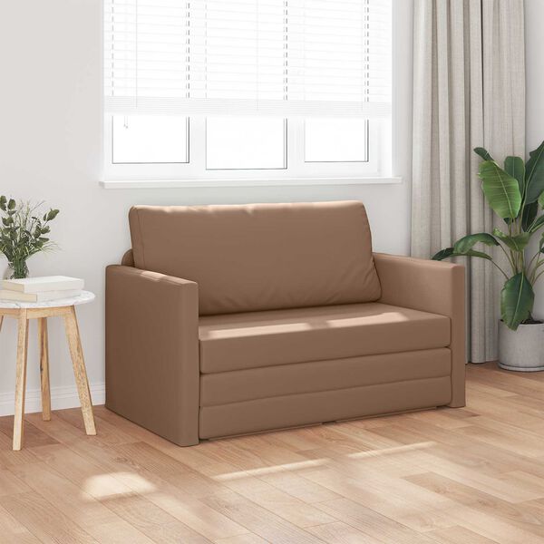 vidaXL Sofa Bed 110cm Cappuccino Sztuczna sk&oacute;ra
