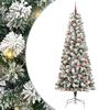 vidaXL Sztuczna choinka z zawiasami 300 LED Zielony i Biały 240 cm