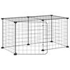 vidaXL Klatka dla zwierząt z bramką, 8 paneli, czarna, 70x35x35 cm, stal
