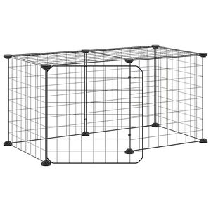 vidaXL Klatka dla zwierząt z bramką, 8 paneli, czarna, 70x35x35 cm, stal