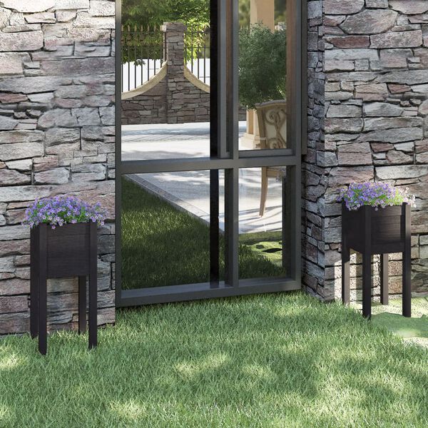 vidaXL Donice ogrodowe, 2 szt., czarne, 31x31x70 cm, drewno sosnowe