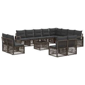 vidaXL Zestaw Sof na Ogr&oacute;d 13 pcs Szary polirattan