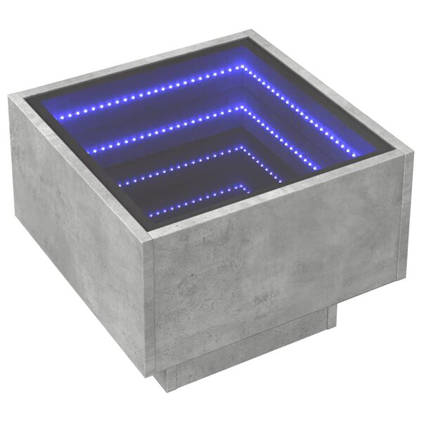 vidaXL Stolik kawowy z LED Infinity, szarość betonu, 40x40x30 cm