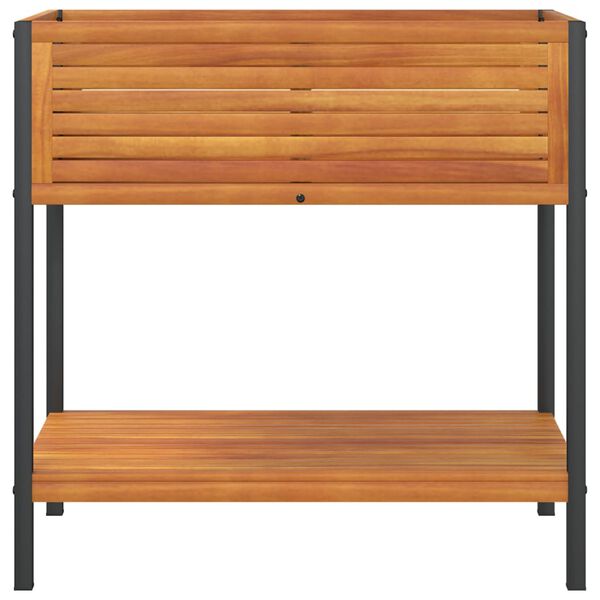 vidaXL Donica ogrodowa z p&oacute;łką, 80x45x80 cm, drewno akacjowe i stal