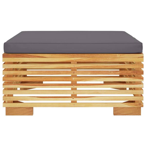vidaXL Podn&oacute;żek ogrodowy z ciemnoszarą poduszką, drewno tekowe
