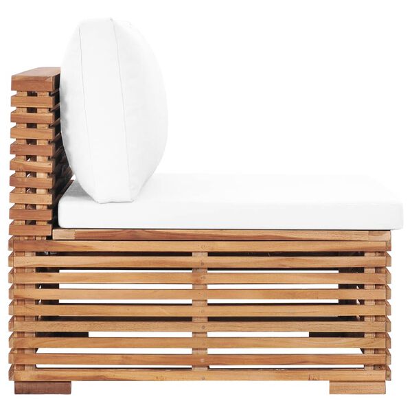 vidaXL Siedzisko ogrodowe z kremową poduszką, lite drewno tekowe