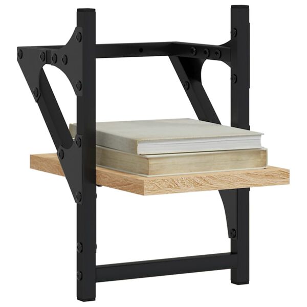 vidaXL Półki ścienne z drążkami, 2 szt., dąb sonoma, 20x25x30 cm