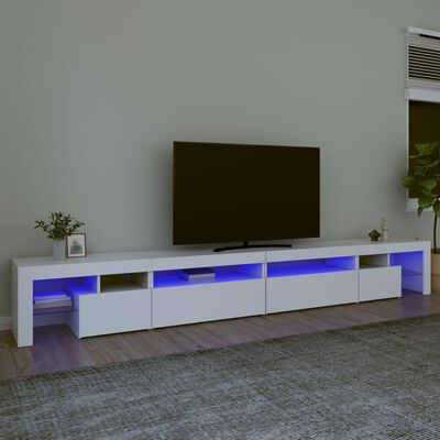 vidaXL Szafka pod TV z oświetleniem LED, biała, 290x36,5x40 cm