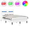 vidaXL Ramka ł&oacute;żka z paskami LED Biały 120 x 190 cm Ekosk&oacute;ra