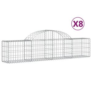 vidaXL Kosze gabionowe, 8 szt, 200x30x40/60 cm, galwanizowane żelazo