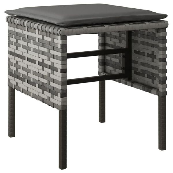 vidaXL Podnóżki ogrodowe z poduszkami, 4 szt., szare, polirattan