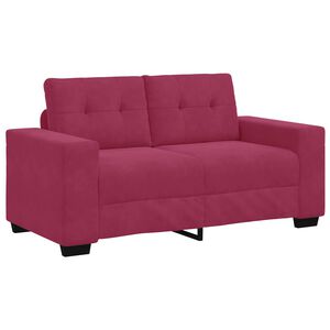 vidaXL | Sofa dwuosobowa | z poduszką czerwone wino Aksamit
