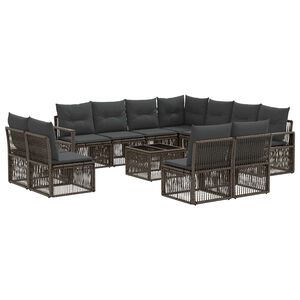 vidaXL Zestaw Sof na Ogr&oacute;d 12 pcs Szary polirattan