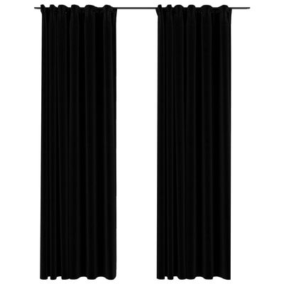 vidaXL Zasłony stylizowane na lniane, 2 szt., czarne, 140x225 cm