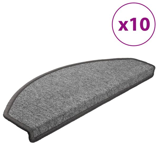 vidaXL Maty na schody 10 szt. 65x24x4 cm Ciemnoszare P&oacute;łokrągłe Duże