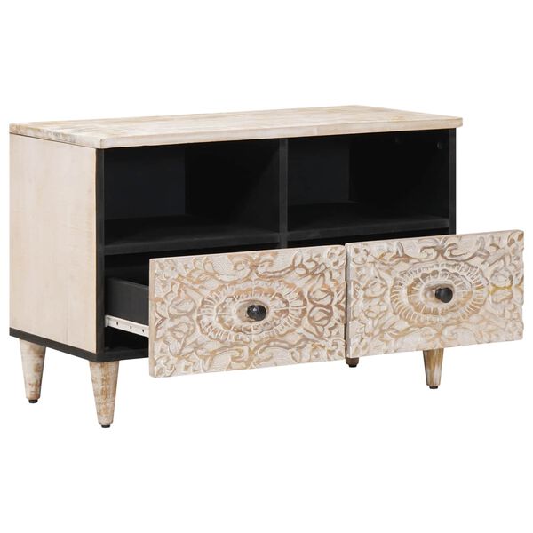 vidaXL Szafka pod telewizor Biały 70 x 33,5 x 46 cm Drewno z mango