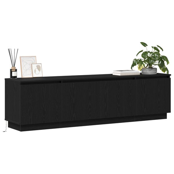 vidaXL St&oacute;ł RTV z LED Czarny dąb 180 x 38 x 49 cm