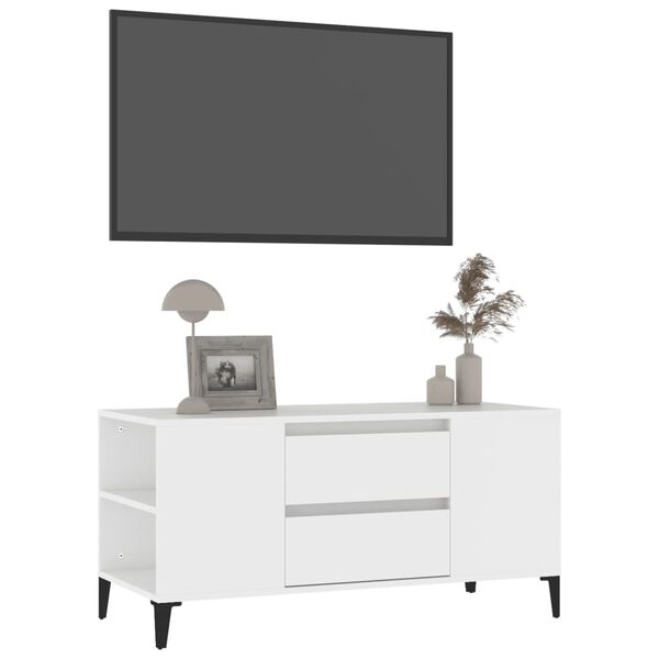 vidaXL Szafka pod TV, biała, 102x44,5x50 cm, materiał drewnopochodny