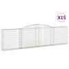 vidaXL Kosze gabionowe, 15 szt, 400x30x100/120cm, galwanizowane żelazo