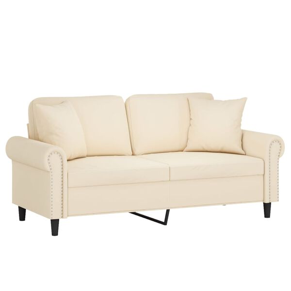 vidaXL 2-osobowa sofa z poduszkami, kremowa, 140 cm, aksamit