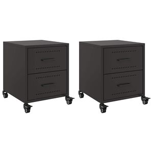 vidaXL Szafki nocne, 2 szt., czarne, 36x39x43,5 cm, stal