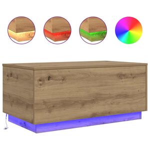 vidaXL Stolik kawowy z oświetleniem LED, dąb artisan, 90x50x40 cm